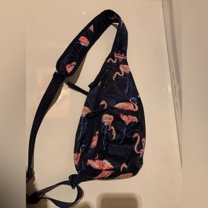 Vera Bradley flamingo print hands free mini sling bag